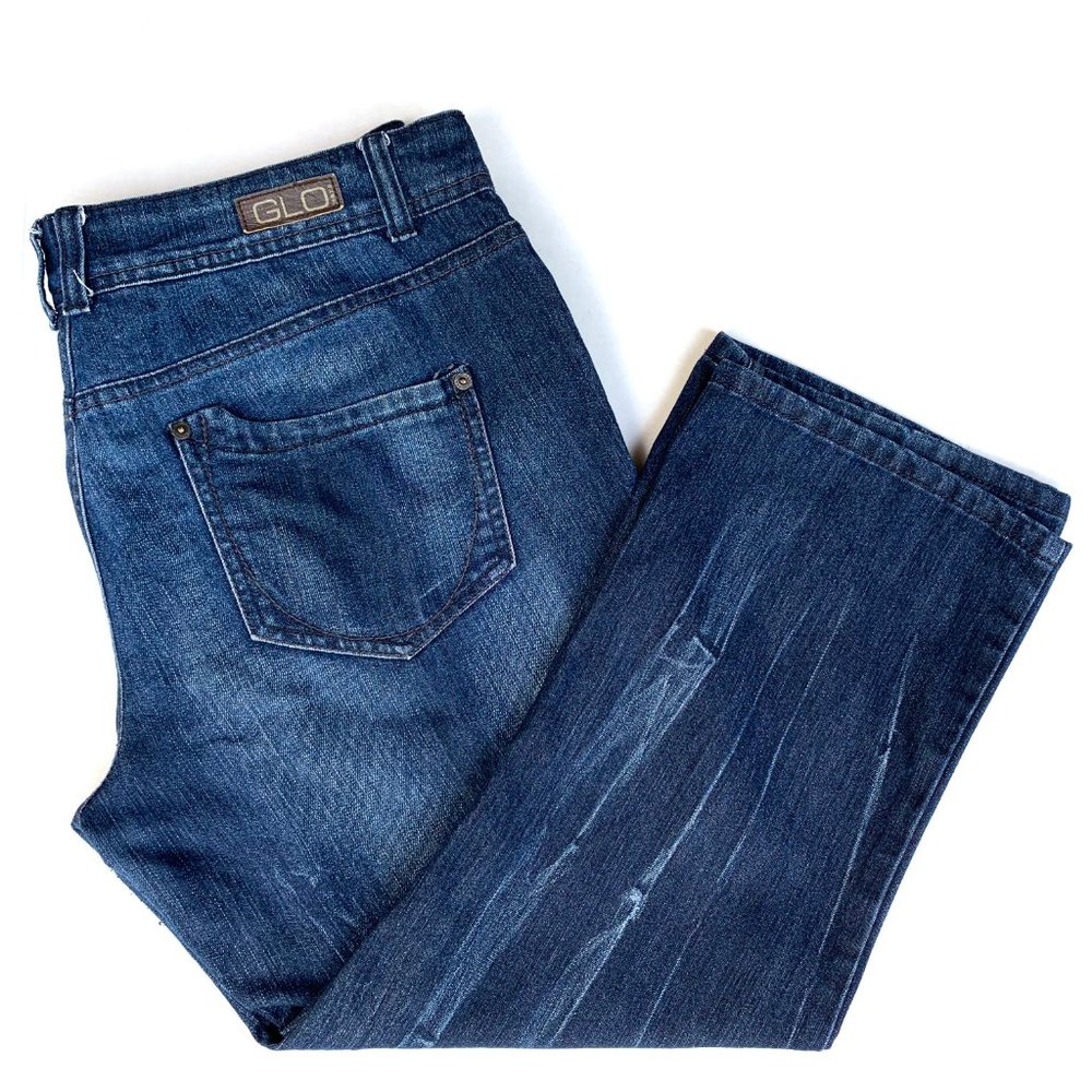 GLO Women's Mid Rise Cropped Beaded Jeans Blue Size 13 - Picture 8 of 8